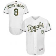 Wholesale Cheap Royals #8 Mike Moustakas White Flexbase Authentic Collection Memorial Day Stitched MLB Jersey