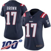 Wholesale Cheap Nike Patriots #17 Antonio Brown Navy Blue Women's Stitched NFL Limited Rush 100th Season Jersey