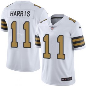 Wholesale Cheap Nike Saints #11 Deonte Harris White Men\'s Stitched NFL Limited Rush Jersey