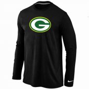 Wholesale Cheap Nike Green Bay Packers Logo Long Sleeve T-Shirt Black