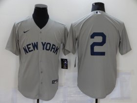 Wholesale Cheap Men\'s New York Yankees #2 Derek Jeter 2021 Grey Field of Dreams Cool Base Stitched Baseball Jersey