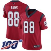 Wholesale Cheap Nike Texans #88 Jordan Akins Red Alternate Men's Stitched NFL 100th Season Vapor Untouchable Limited Jersey