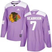 Wholesale Cheap Adidas Blackhawks #7 Brent Seabrook Purple Authentic Fights Cancer Stitched NHL Jersey