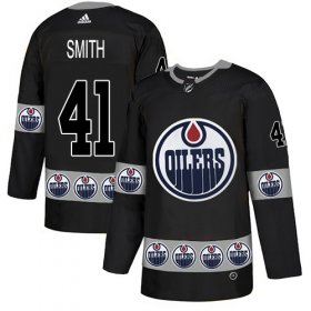 Wholesale Cheap Adidas Oilers #41 Mike Smith Black Authentic Team Logo Fashion Stitched NHL Jersey