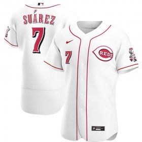 Wholesale Cheap Cincinnati Reds #7 Eugenio Suarez Men\'s Nike White Home 2020 Authentic Player MLB Jersey