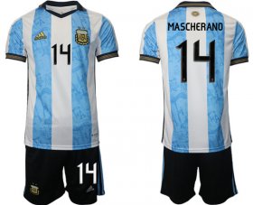 Cheap Men\'s Argentina #14 Mascherado White Blue Home Soccer Jersey Suit