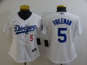 Wholesale Cheap Women's Los Angeles Dodgers #5 Freddie Freeman White 2022 Number Cool Base Stitched Nike Jersey