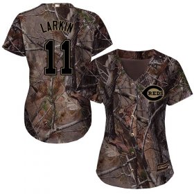Wholesale Cheap Reds #11 Barry Larkin Camo Realtree Collection Cool Base Women\'s Stitched MLB Jersey