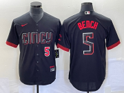 Wholesale Cheap Men's Cincinnati Reds #5 Johnny Bench Number Black 2023 City Connect Cool Base Stitched Baseball Jersey1