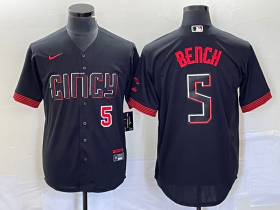 Wholesale Cheap Men\'s Cincinnati Reds #5 Johnny Bench Number Black 2023 City Connect Cool Base Stitched Baseball Jersey1