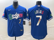 Cheap Men's Los Angeles Dodgers #7 Julio Urias Number Blue Cool Base Stitched Jersey02