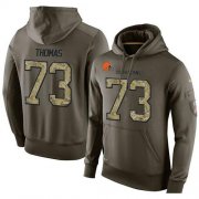 Wholesale Cheap NFL Men's Nike Cleveland Browns #73 Joe Thomas Stitched Green Olive Salute To Service KO Performance Hoodie