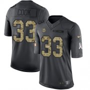 Wholesale Cheap Nike Vikings #33 Dalvin Cook Black Men's Stitched NFL Limited 2016 Salute To Service Jersey