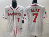 Wholesale Cheap Men's Mexico Baseball #7 Julio Urias Number NEW 2023 White World Classic Stitched Jersey