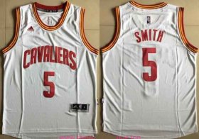 Wholesale Cheap Men\'s Cleveland Cavaliers #5 J.R. Smith White Stitched NBA Adidas Revolution 30 Swingman Jersey