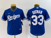 Wholesale Cheap Youth Los Angeles Dodgers #33 James Outman Blue Cool Base Stitched Jersey