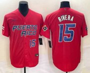 Cheap Men's Puerto Rico Baseball #15 Emmanuel Rivera Number 2023 Red World Classic With Patch Stitched Jersey1
