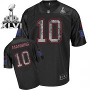 Wholesale Cheap Sideline Black United Giants #10 Eli Manning Black Super Bowl XLVI Embroidered NFL Jersey
