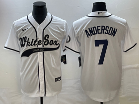 Wholesale Cheap Men\'s Chicago White Sox #7 Tim Anderson White Cool Base Stitched Baseball Jersey1