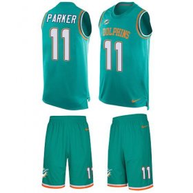Wholesale Cheap Nike Dolphins #11 DeVante Parker Aqua Green Team Color Men\'s Stitched NFL Limited Tank Top Suit Jersey