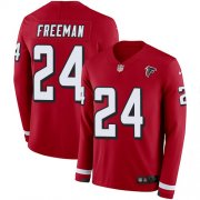 Wholesale Cheap Nike Falcons #24 Devonta Freeman Red Team Color Men's Stitched NFL Limited Therma Long Sleeve Jersey
