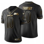 Wholesale Cheap Chicago Bears #10 Mitchell Trubisky Men's Nike Black Golden Limited NFL 100 Jersey