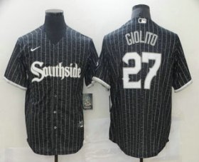 Wholesale Cheap Men\'s Chicago White Sox #27 Lucas Giolito Black 2021 City Connect Stitched MLB Cool Base Nike Jersey