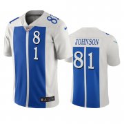 Wholesale Cheap Detroit Lions #81 Calvin Johnson White Blue Vapor Limited City Edition NFL Jersey