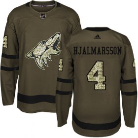 Wholesale Cheap Adidas Coyotes #4 Niklas Hjalmarsson Green Salute to Service Stitched Youth NHL Jersey