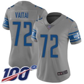 Wholesale Cheap Nike Lions #72 Halapoulivaati Vaitai Gray Women\'s Stitched NFL Limited Inverted Legend 100th Season Jersey