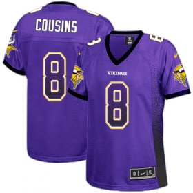 Wholesale Cheap Nike Vikings #8 Kirk Cousins Purple Team Color Women\'s Stitched NFL Elite Drift Fashion Jersey