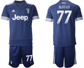Wholesale Cheap Men 2020-2021 club Juventus away 77 blue Soccer Jerseys