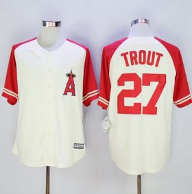 Wholesale Cheap Angels of Anaheim #27 Mike Trout Cream/Red Exclusive New Cool Base Stitched MLB Jersey