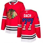 Wholesale Cheap Adidas Blackhawks #77 Kirby Dach Red Home Authentic USA Flag Stitched NHL Jersey