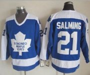 Wholesale Cheap Maple Leafs #21 Borje Salming Blue/White CCM Throwback Stitched NHL Jersey