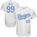 Wholesale Cheap Dodgers #99 Hyun-Jin Ryu White Flexbase Authentic Collection Father's Day Stitched MLB Jersey
