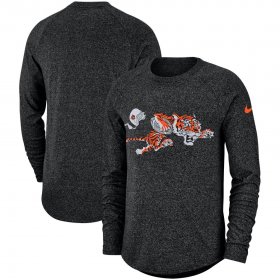 Wholesale Cheap Cincinnati Bengals Nike Fan Gear Marled Historic Raglan Long Sleeve T-Shirt Black