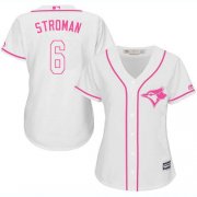 Wholesale Cheap Blue Jays #6 Marcus Stroman White/Pink Fashion Women's Stitched MLB Jersey