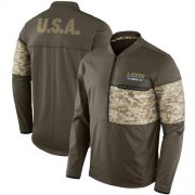 Wholesale Cheap Men's Detroit Lions Nike Olive Salute to Service Sideline Hybrid Half-Zip Pullover Jacket