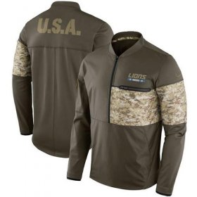Wholesale Cheap Men\'s Detroit Lions Nike Olive Salute to Service Sideline Hybrid Half-Zip Pullover Jacket