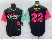 Wholesale Cheap Men's San Diego Padres #22 Juan Soto Number Black 2022 City Connect Cool Base Stitched Jersey