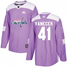 Wholesale Cheap Men\'s Washington Capitals #41 Vitek Vanecek Adidas Authentic Fights Cancer Practice Jersey - Purple
