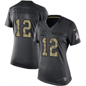 Wholesale Cheap Nike Cowboys #12 Roger Staubach Black Women\'s Stitched NFL Limited 2016 Salute to Service Jersey