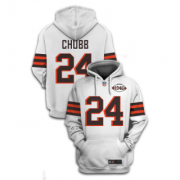 Wholesale Cheap Men's Cleveland Browns #24 Nick Chubb 2021 1946 Collection Pullover White Hoodie