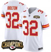 Cheap Men's Kansas City Chiefs #32 Nick Bolton White 2023 F.U.S.E. AFC West Champions With NKH Patch Vapor Untouchable Limited Football Stitched Jersey