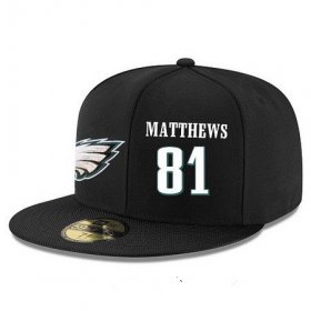 Wholesale Cheap Philadelphia Eagles #81 Jordan Matthews Snapback Cap NFL Player Black with White Number Stitched Hat