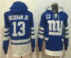 Wholesale Cheap Men's New York Giants #13 Odell Beckham Jr NEW Blue Pocket Stitched NFL Pullover Hoodie