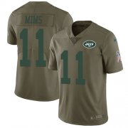 Wholesale Cheap Nike Jets #11 Denzel Mim Olive Men's Stitched NFL Limited 2017 Salute To Service Jersey