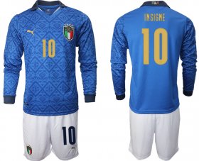 Wholesale Cheap Men 2021 European Cup Italy home Long sleeve 10 Insigne soccer jerseys