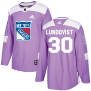 Wholesale Cheap Adidas Rangers #30 Henrik Lundqvist Purple Authentic Fights Cancer Stitched NHL Jersey